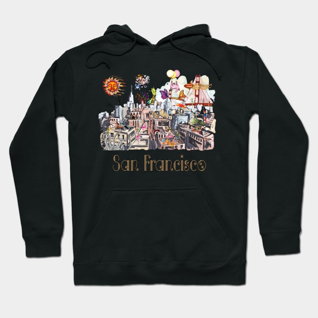 Pop Art Surreal CRAZY San Francisco Hoodie by IconicTee